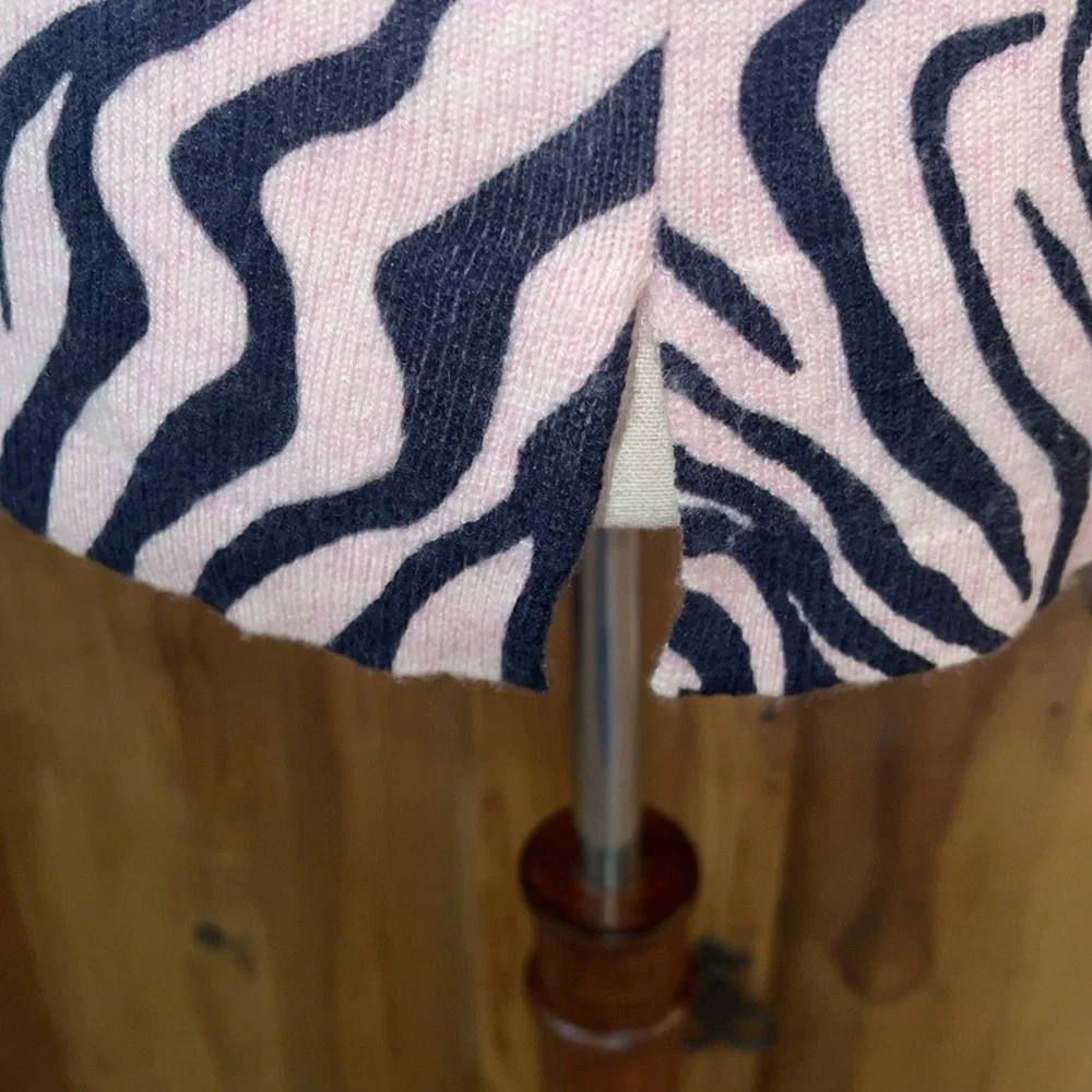 J.Crew Everyday Long Sleeve Cashmere Zebra Print Pink/Blue Sweater Sz. S